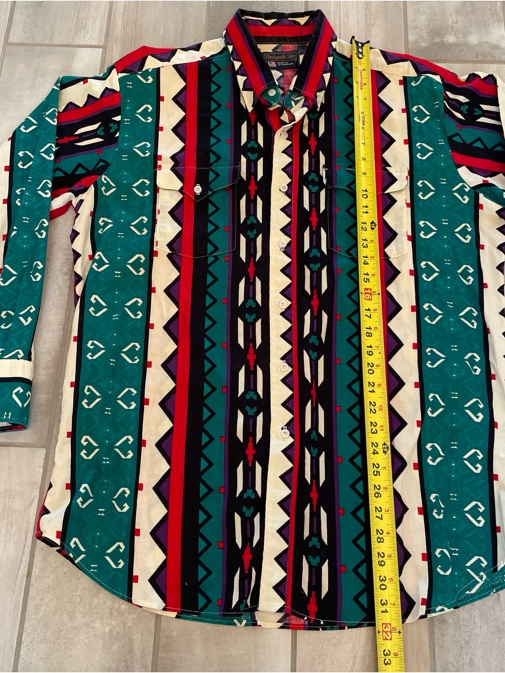 VTG Panhandle Slim Western Shirt USA Made Aztec Southwest Multicolor 17 1/2 XL? - Picture 5 of 10